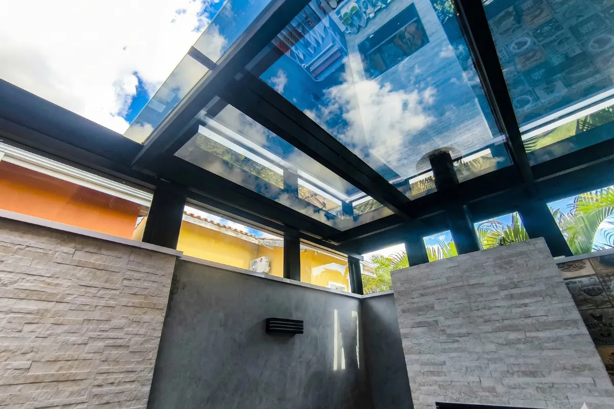 cobertura de vidro telha termostatica cobertura fixa